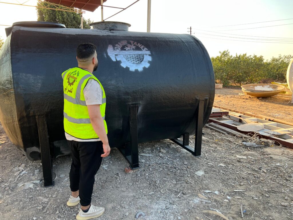 خزان فيبر جلاس (GRP) اسطواني افقي